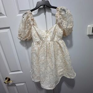 Lovers friends size small cream eyelet lined dress